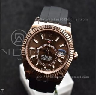 Sky-Dweller 336235 RG ZF 1:1 Best Edition Brown Dial on Oyster-flex Strap A23J (Gain Weight)