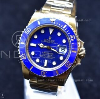 Submariner 116618 LB Blue Ceramic YG Plated 904L Steel Clean 1:1 Best Edition VR3135