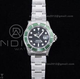Submariner 16610 LV Green No Rehaut Engraving 904L Steel TMF 1:1 Kermit Best Edition on SS Bracelet SH3135