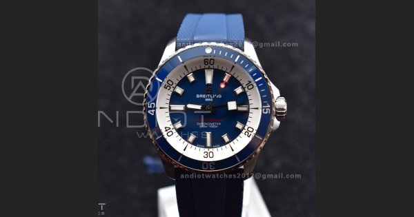 SuperOcean Automatic 42 SS BLSF 1:1 Best Edition Blue Dial on Blue Rubber Strap A2824