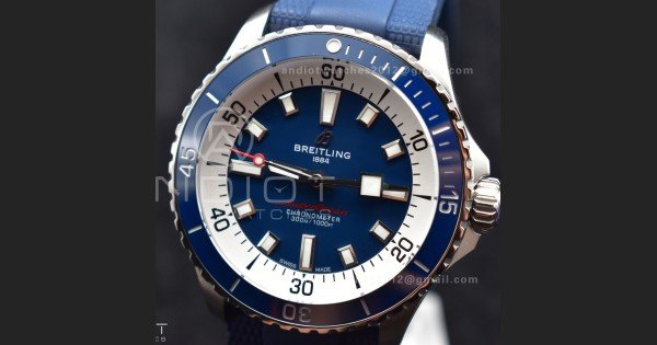 SuperOcean Automatic 42 SS BLSF 1:1 Best Edition Blue Dial on Blue Rubber Strap A2824