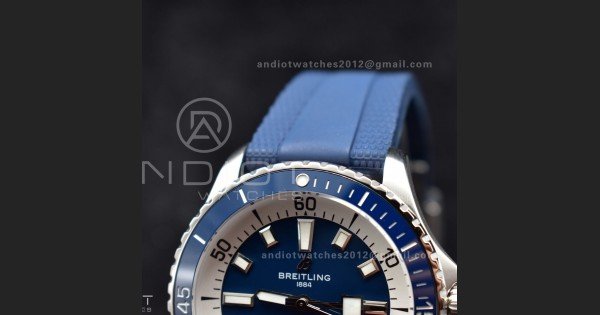 SuperOcean Automatic 42 SS BLSF 1:1 Best Edition Blue Dial on Blue Rubber Strap A2824