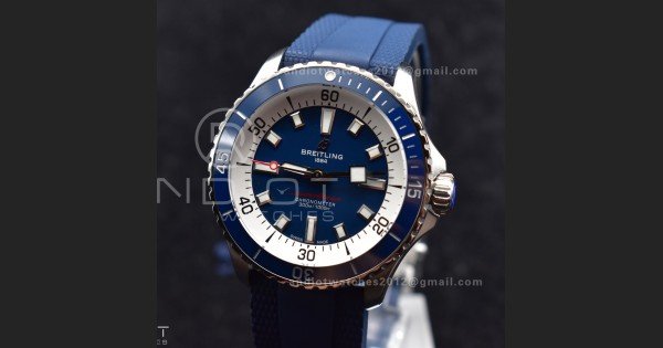 SuperOcean Automatic 42 SS BLSF 1:1 Best Edition Blue Dial on Blue Rubber Strap A2824