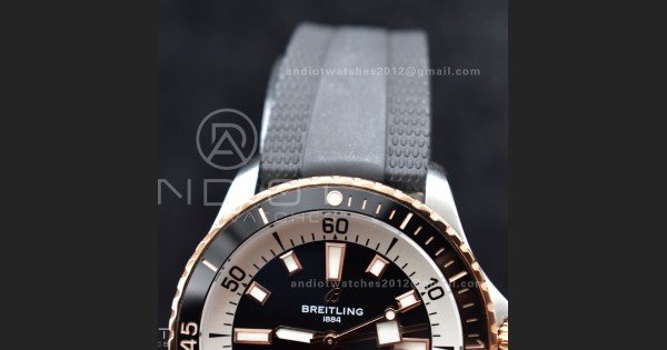 SuperOcean Automatic 42 SS/RG BLSF 1:1 Best Edition Black Dial on Black Rubber Strap A2824