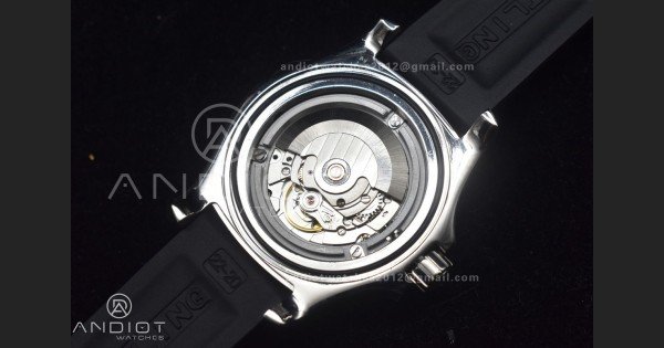 Superocean Automatic 44 TF 1:1 Best Edition Black Dial and Bezel with Yellow Rehaut On Black Rubber Strap A2824