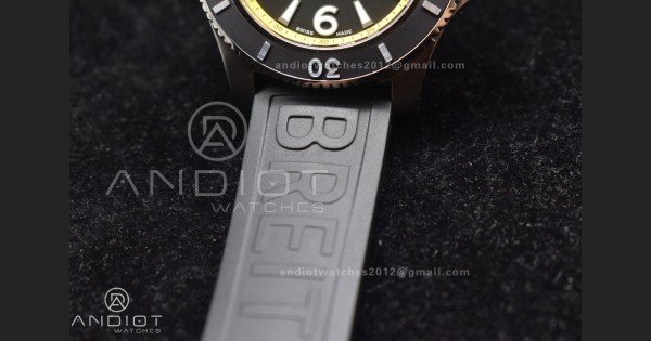 Superocean Automatic 44 TF 1:1 Best Edition Black Dial and Bezel with Yellow Rehaut On Black Rubber Strap A2824