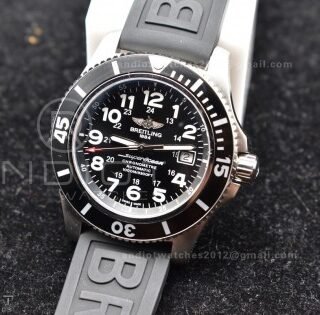 Superocean Automatic 44 TF 1:1 Best Edition Black Dial Black Bezel On Black Rubber Strap A2824