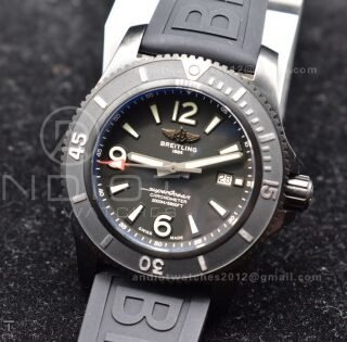 Superocean Automatic 44 TF 1:1 Best Edition Black Dial Black Bezel On Black Rubber Strap A2824