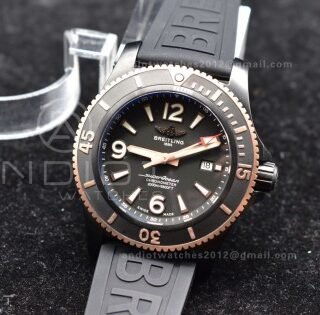 Superocean Automatic 44 TF 1:1 Best Edition Black Dial Black Bezel on Black Rubber Strap A2824