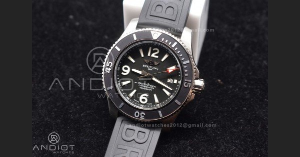 Superocean Automatic 44 TF 1:1 Best Edition Black Dial Black Bezel On Black Rubber Strap A2824