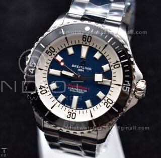 SuperOcean Automatic 44 TF 1:1 Best Edition Blue/White Dial on SS Bracelet A2824