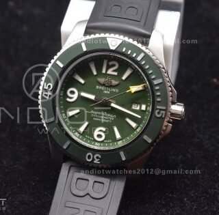 Superocean Automatic 44 TF 1:1 Best Edition Dark Green Dial Black Bezel On Black Rubber Strap A2824