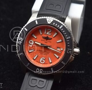 Superocean Automatic 44 TF 1:1 Best Edition Orange Dial Black Bezel On Black Rubber Strap A2824