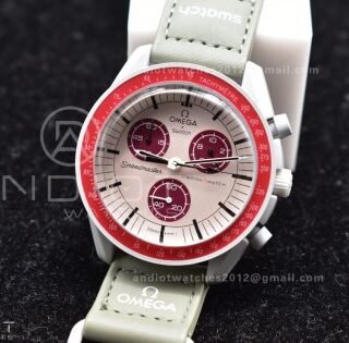 Swatch x Omega Bioceramic Moonwatch Mission to Pluto on Nylon Strap Quartz
