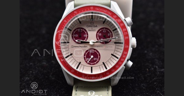 Swatch x Omega Bioceramic Moonwatch Mission to Pluto on Nylon Strap Quartz