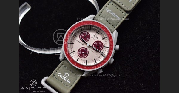 Swatch x Omega Bioceramic Moonwatch Mission to Pluto on Nylon Strap Quartz
