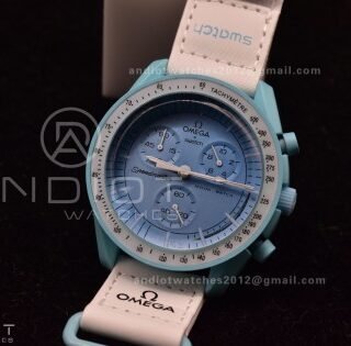 Swatch x Omega Bioceramic Moonwatch Mission to Uranus on Nylon Strap Quartz