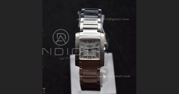 Tank Francaise Small SS KRF 1:1 Best Edition White Dial on SS Bracelet Ronda Quartz