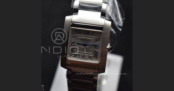 Tank Francaise Small SS KRF 1:1 Best Edition White Dial on SS Bracelet Ronda Quartz