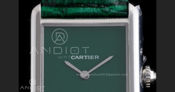 Tank Must 25.5mm AF SS Best Edition Green Dial On Green Leather Ronda Quartz