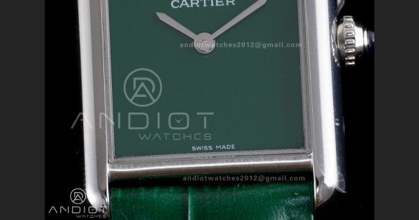 Tank Must 25.5mm AF SS Best Edition Green Dial On Green Leather Ronda Quartz