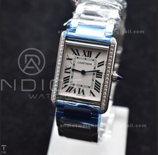 Tank Solo 27.5mm K11F SS White Dial With Diamond Bezel On SS Bracelet Ronda Quartz