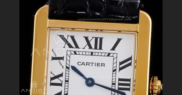 Tank Solo Ladies 24.4mm YG AF 1:1 Best Edition White Dial on Black Croco Leather Strap Ronda Quartz