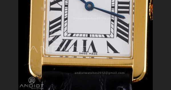 Tank Solo Ladies 24.4mm YG AF 1:1 Best Edition White Dial on Black Croco Leather Strap Ronda Quartz