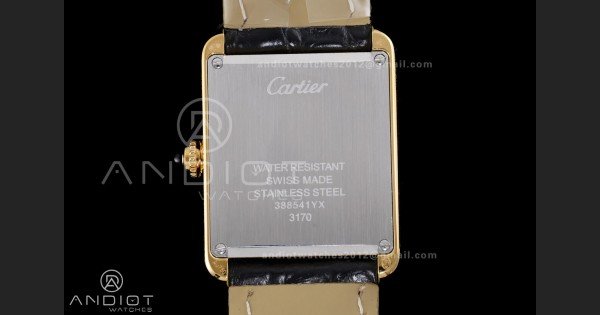 Tank Solo Ladies 24.4mm YG AF 1:1 Best Edition White Dial on Black Croco Leather Strap Ronda Quartz