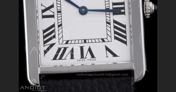 Tank Solo Ladies 27.4mm SS AF 1:1 Best Edition White Dial on Black Leather Strap Ronda Quartz