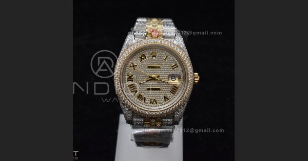 TWD 41mm Best Version Diamond DateJust Roman Dial 2 Tone Yellow Gold