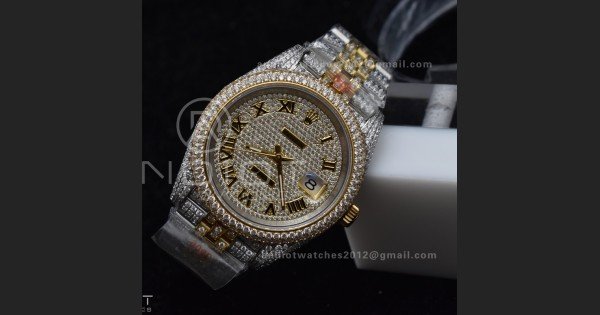 TWD 41mm Best Version Diamond DateJust Roman Dial 2 Tone Yellow Gold