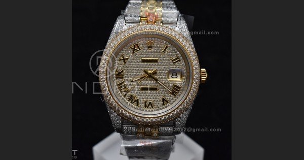 TWD 41mm Best Version Diamond DateJust Roman Dial 2 Tone Yellow Gold