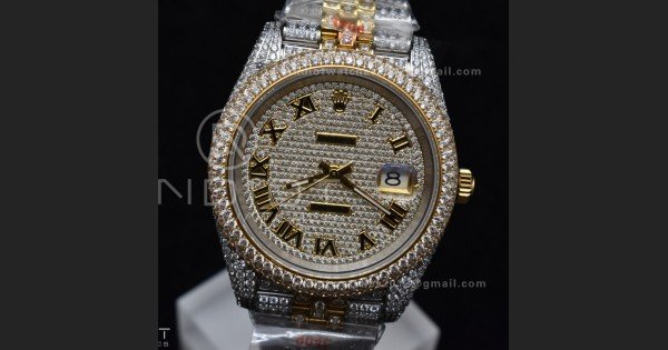 TWD 41mm Best Version Diamond DateJust Roman Dial 2 Tone Yellow Gold