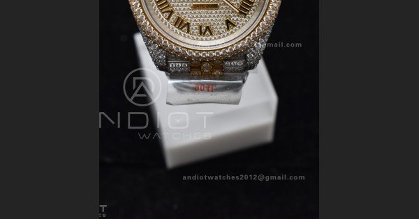 TWD 41mm Best Version Diamond DateJust Roman Dial 2 Tone Yellow Gold