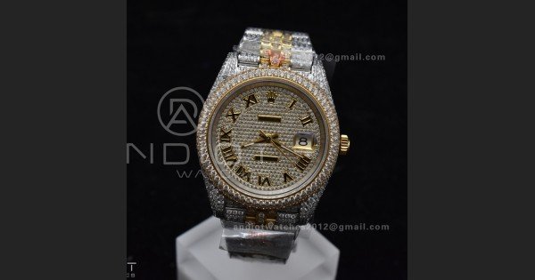 TWD 41mm Best Version Diamond DateJust Roman Dial 2 Tone Yellow Gold