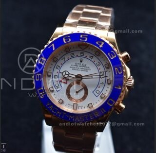 YachtMaster II 116685 RG Blue Ceramic GMF 1:1 Best Edition on RG Bracelet A7750